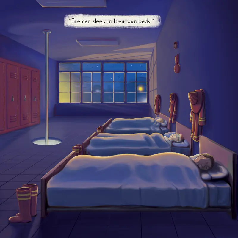 Firemen asleep in their bunks