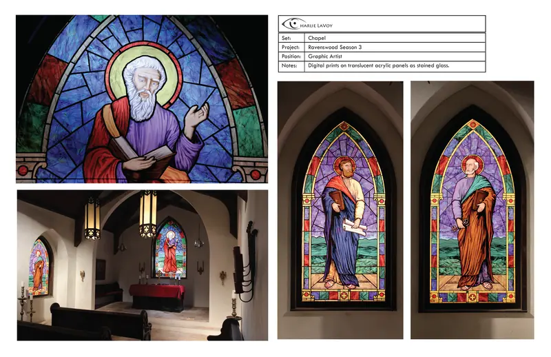 Stained glass window designs for Ravenswood