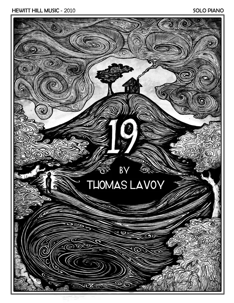 Sheet music cover for 19 by Thomas LaVoy, in swirling ink